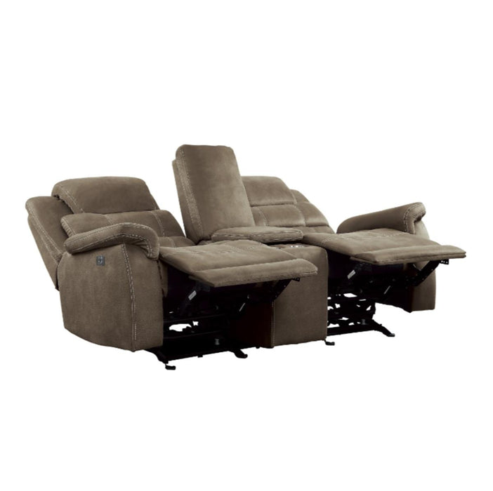 Homelegance Furniture Shola Power Double Reclining Loveseat in Chocolate - LasVegasFurnitureOnline.com
