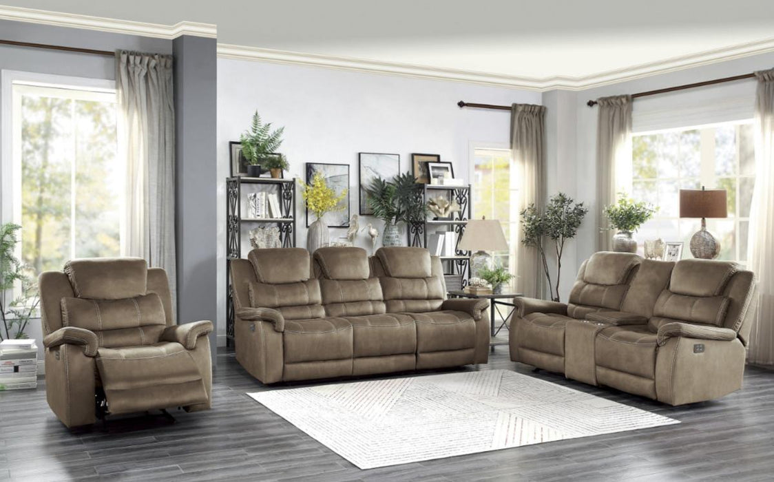 Homelegance Furniture Shola Power Double Reclining Loveseat in Chocolate - LasVegasFurnitureOnline.com