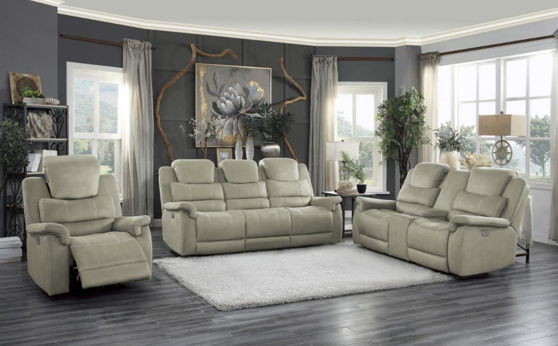 Homelegance Furniture Shola Power Double Reclining Sofa in Gray - LasVegasFurnitureOnline.com