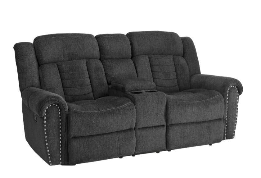 Homelegance Furniture Nutmeg Double Reclining Loveseat in Charcoal Gray 9901CC-2 - LasVegasFurnitureOnline.com