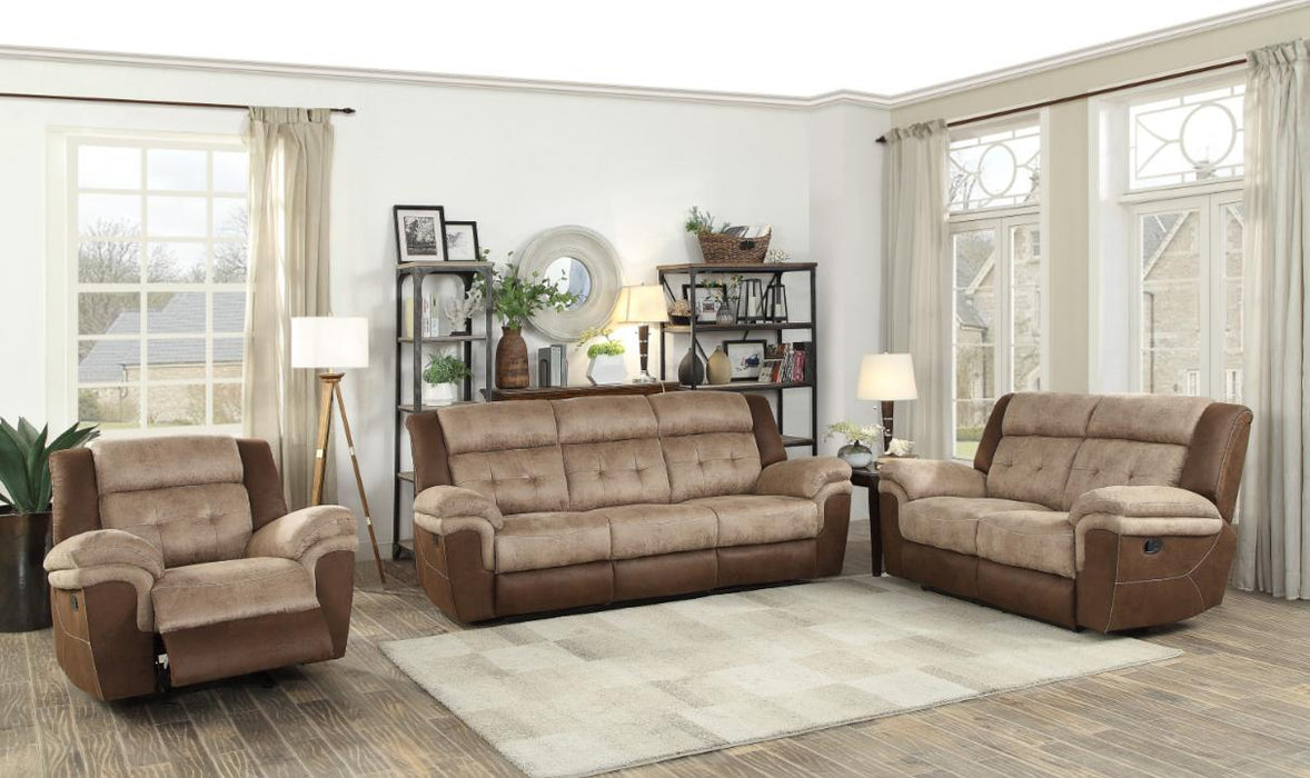 Homelegance Furniture Chai Relcining Loveseat in 2 Tones - LasVegasFurnitureOnline.com