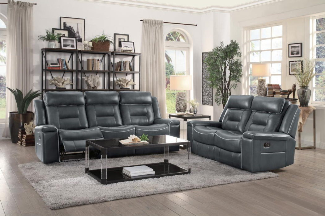 Homelegance Furniture Darwan Double Lay Flat Reclining Sofa in Dark Gray