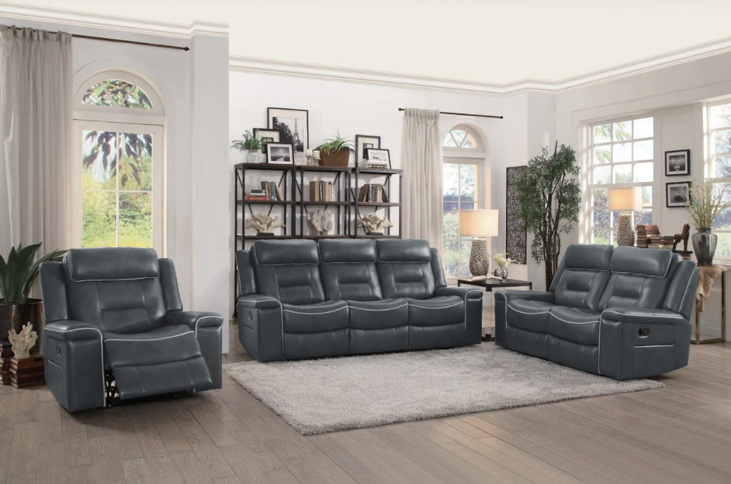 Homelegance Furniture Darwan Double Lay Flat Reclining Sofa in Dark Gray