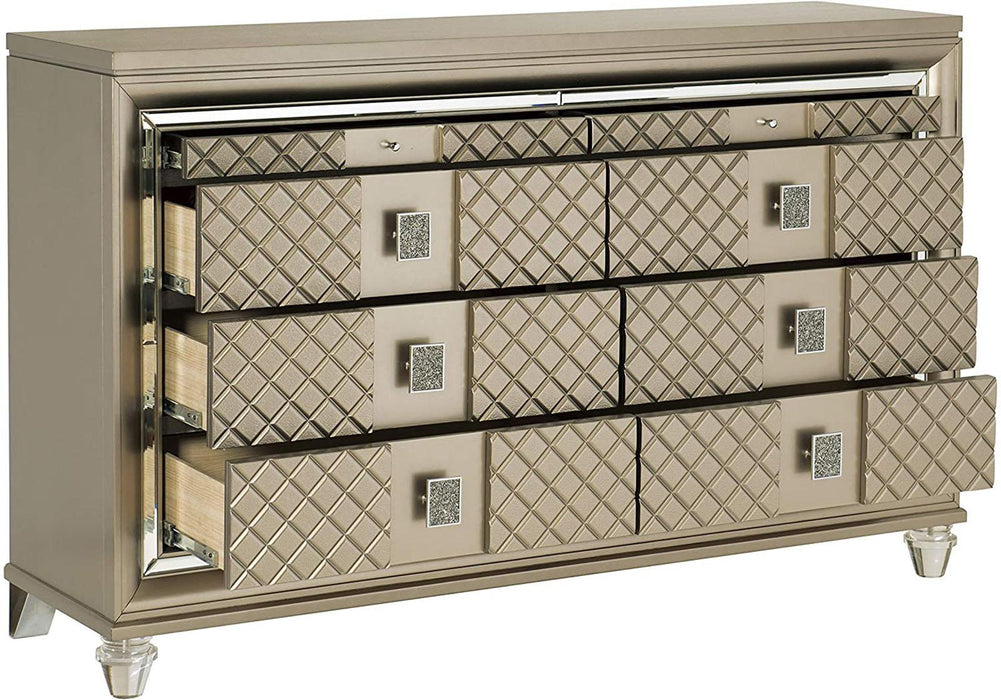 Homelegance Furniture Loudon 8 Drawer Dresser in Champagne Metallic 1515-5 - LasVegasFurnitureOnline.com