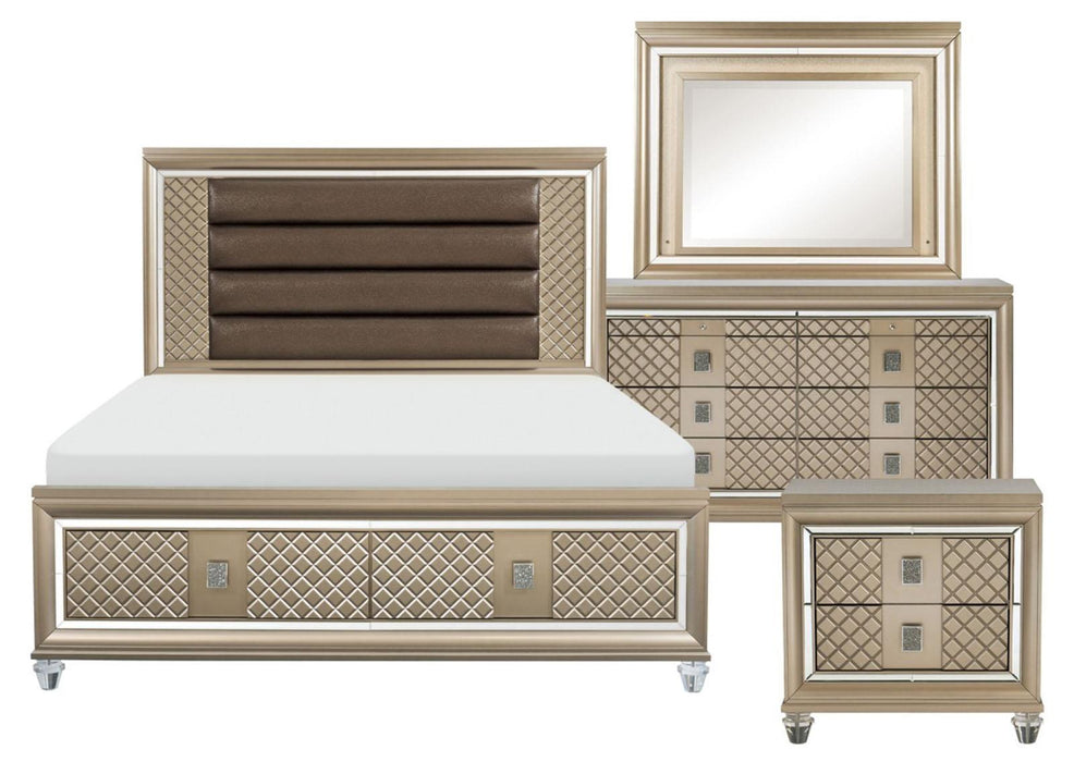 Homelegance Furniture Loudon 2 Drawer Nightstand in Champagne Metallic 1515-4 - LasVegasFurnitureOnline.com