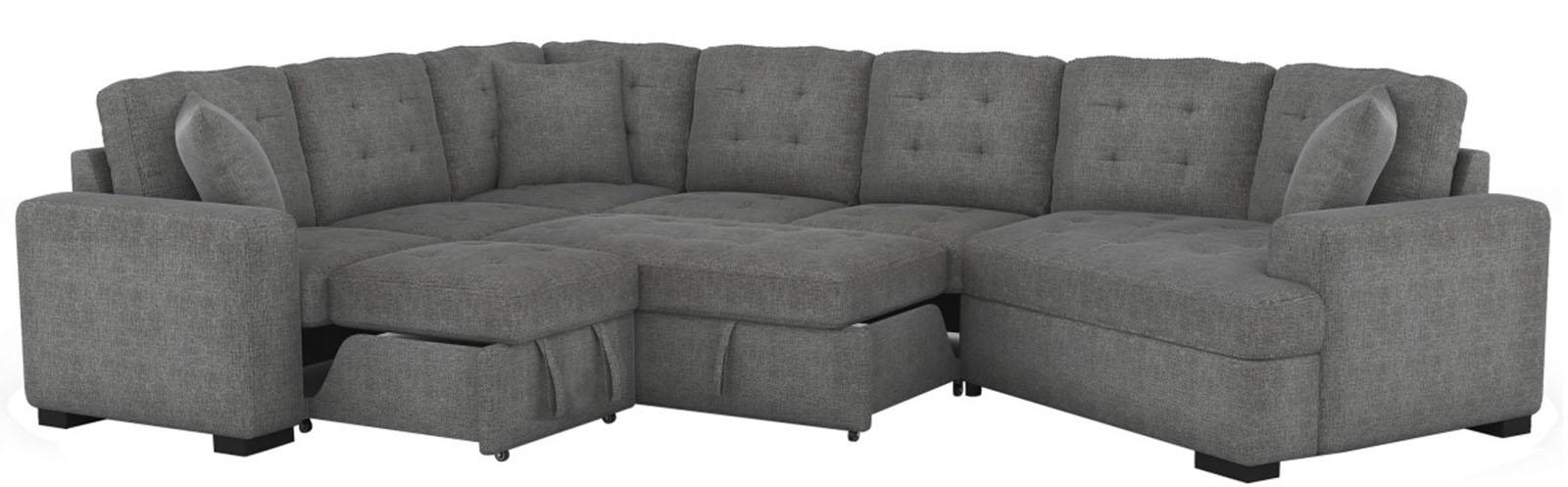 Homelegance Furniture Logansport Right Side Cuddler with 1 Pillow in Gray 9401GRY-RU - LasVegasFurnitureOnline.com
