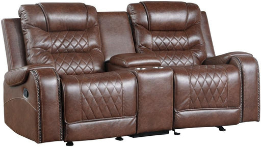 Homelegance Furniture Putnam Double Glider Reclining Loveseat in Brown 9405BR-2 - LasVegasFurnitureOnline.com