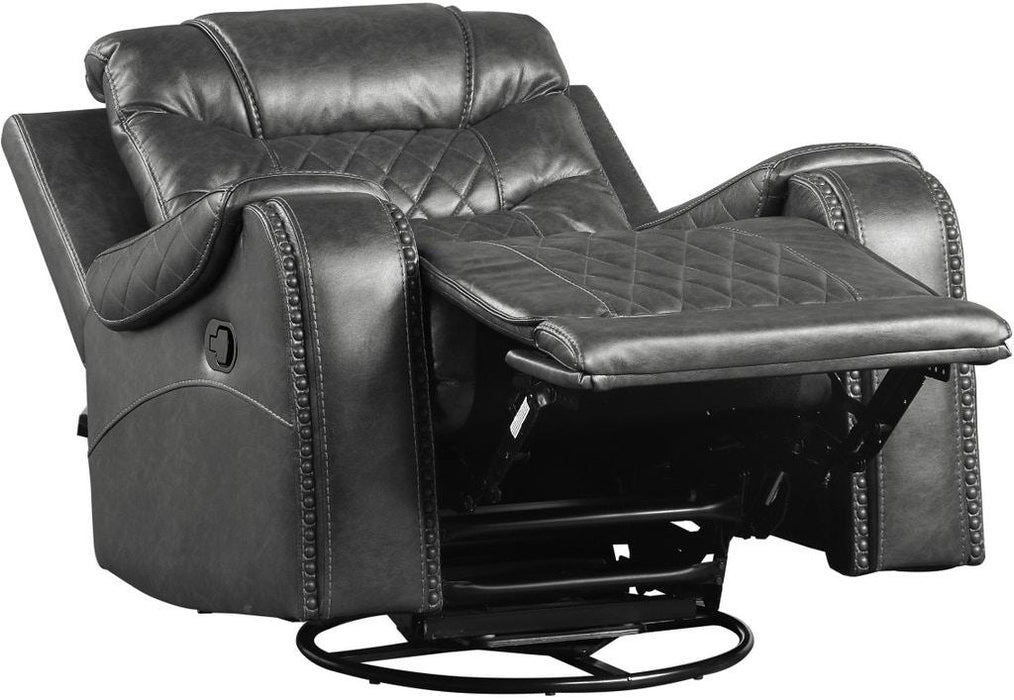 Homelegance Furniture Putnam Swivel Glider Reclining Chair in Gray 9405GY-1 - LasVegasFurnitureOnline.com