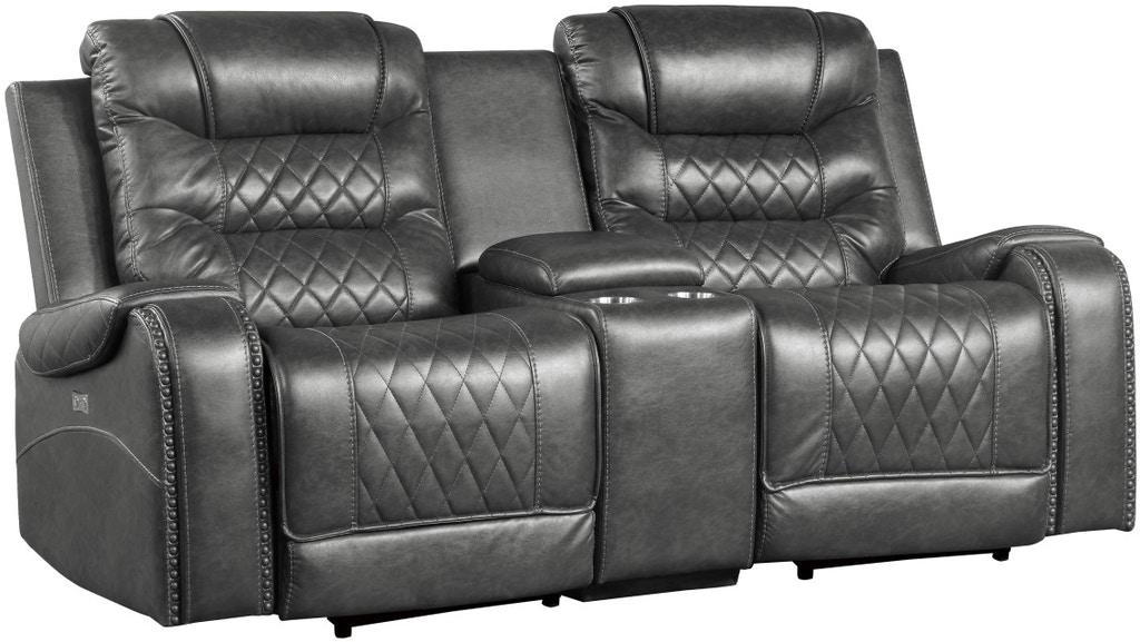 Homelegance Furniture Putnam Double Glider Reclining Loveseat in Gray 9405GY-2 - LasVegasFurnitureOnline.com
