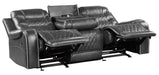 Homelegance Furniture Putnam Double Reclining Sofa with Drop-Down in Gray 9405GY-3 - LasVegasFurnitureOnline.com