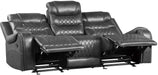 Homelegance Furniture Putnam Double Reclining Sofa with Drop-Down in Gray 9405GY-3 - LasVegasFurnitureOnline.com