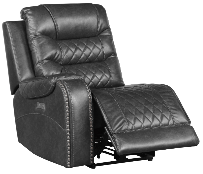 Homelegance Furniture Putnam Power Left Side Reclining Chair with USB Port in Gray 9405GY-LRPW - LasVegasFurnitureOnline.com