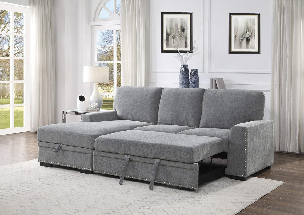 Homelegance Furniture Morelia 2pc Sectional with Pull Out Bed and Left Chaise in Dark Gray 9468DG*2LC2R - LasVegasFurnitureOnline.com