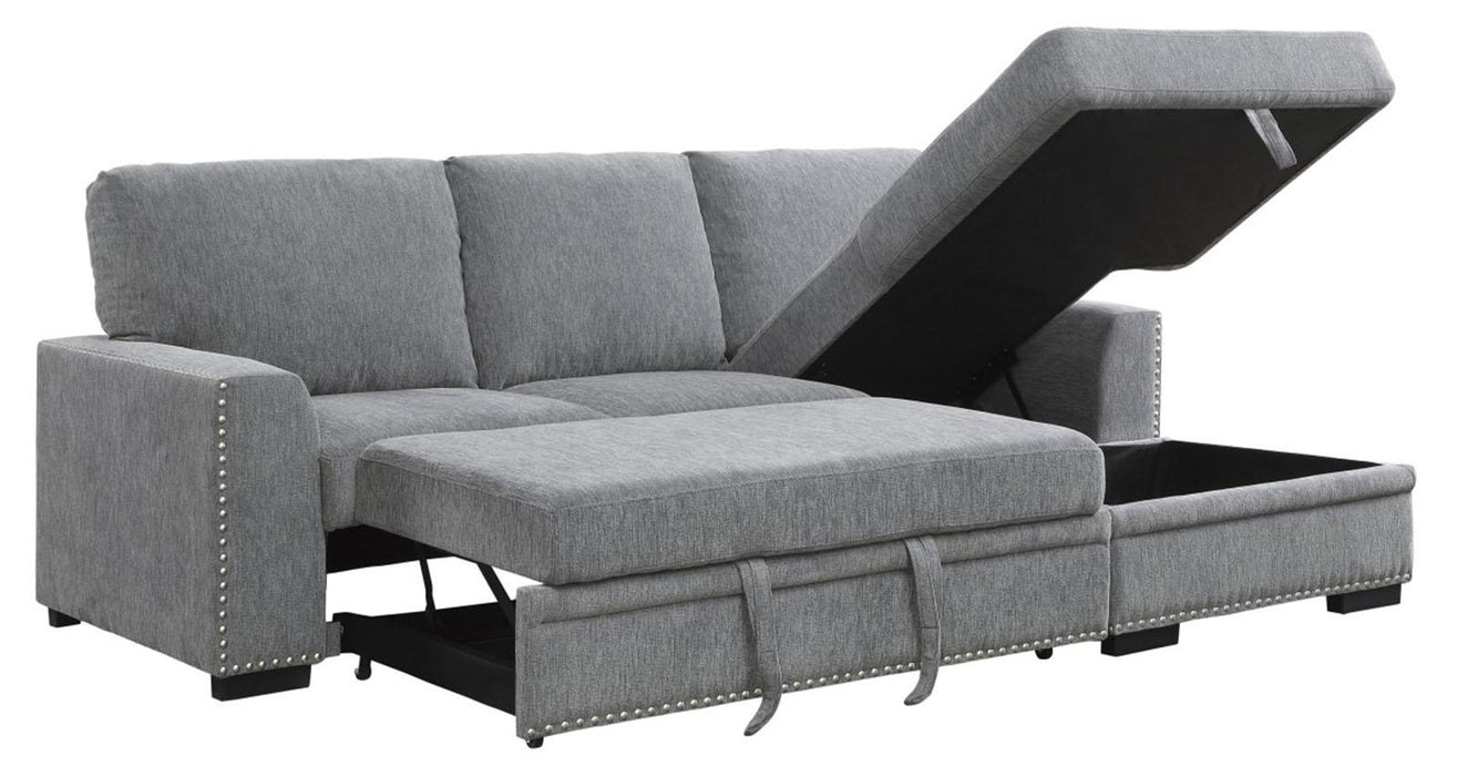 Homelegance Furniture Morelia 2pc Sectional with Pull Out Bed and Right Chaise in Dark Gray 9468DG*2RC2L - LasVegasFurnitureOnline.com