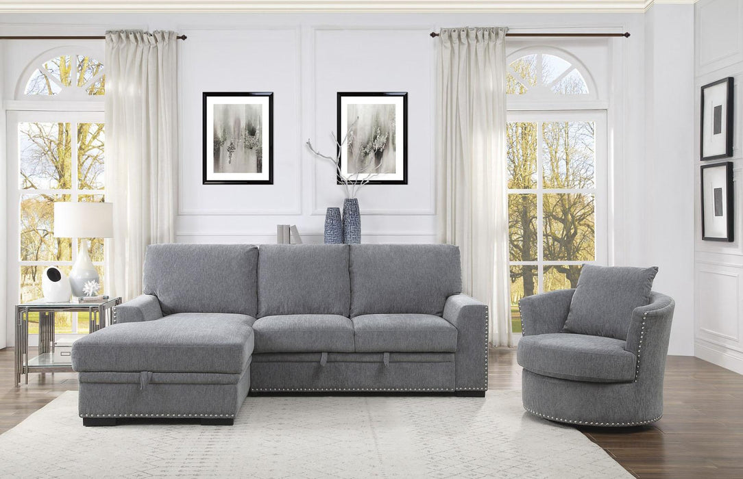 Homelegance Furniture Morelia 2pc Sectional with Pull Out Bed and Left Chaise in Dark Gray 9468DG*2LC2R - LasVegasFurnitureOnline.com