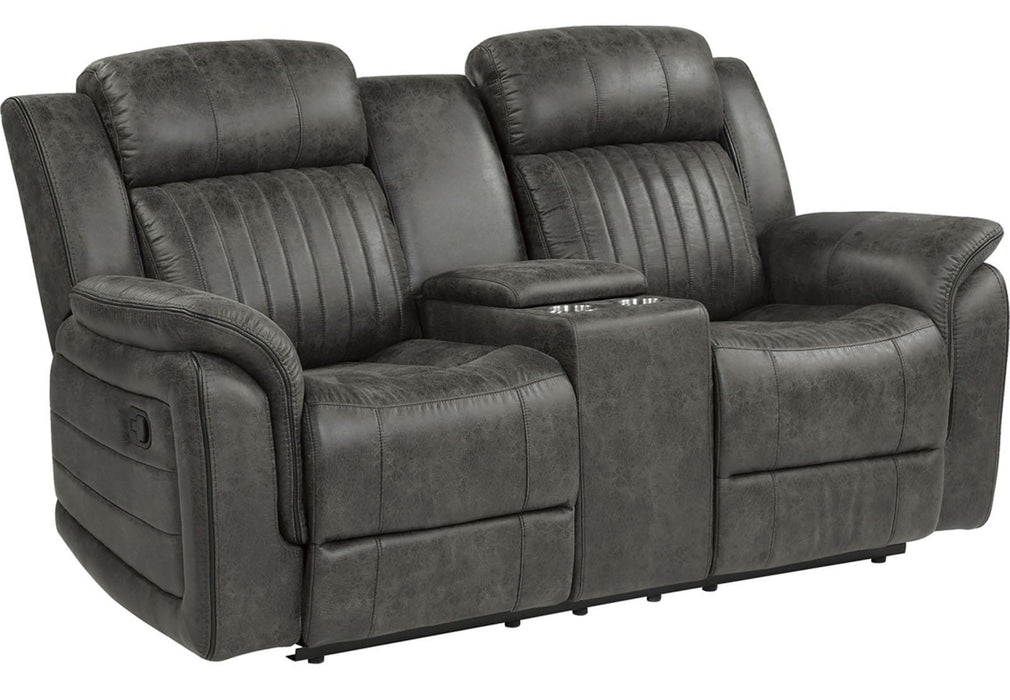 Homelegance Furniture Centeroak Double Reclining Loveseat in Gray 9479BRG-2 - LasVegasFurnitureOnline.com