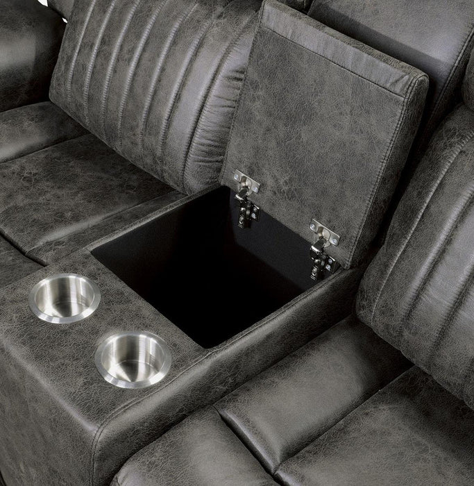 Homelegance Furniture Centeroak Double Reclining Loveseat in Gray 9479BRG-2 - LasVegasFurnitureOnline.com