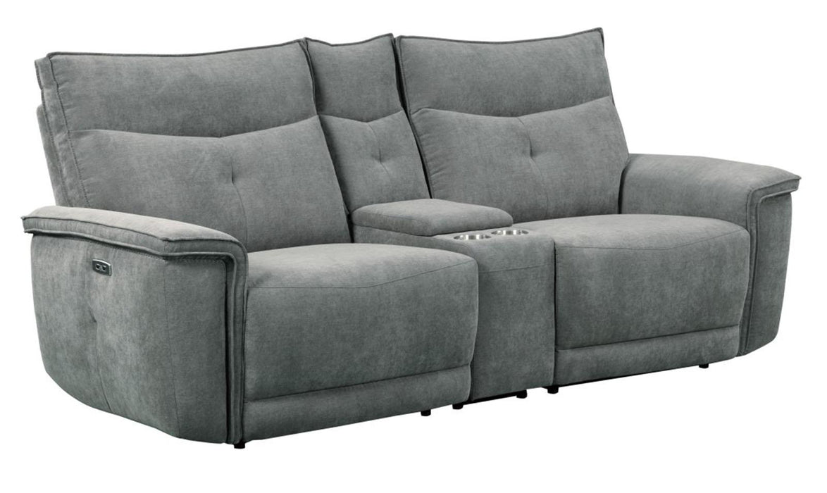 Homelegance Furniture Tesoro Power Double Reclining Loveseat in Dark Gray 9509DG-2CNPWH* - LasVegasFurnitureOnline.com