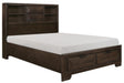 Chesky Queen Bookcase Bed with Footboard Storage in Warm Espresso 1753-1 - LasVegasFurnitureOnline.com