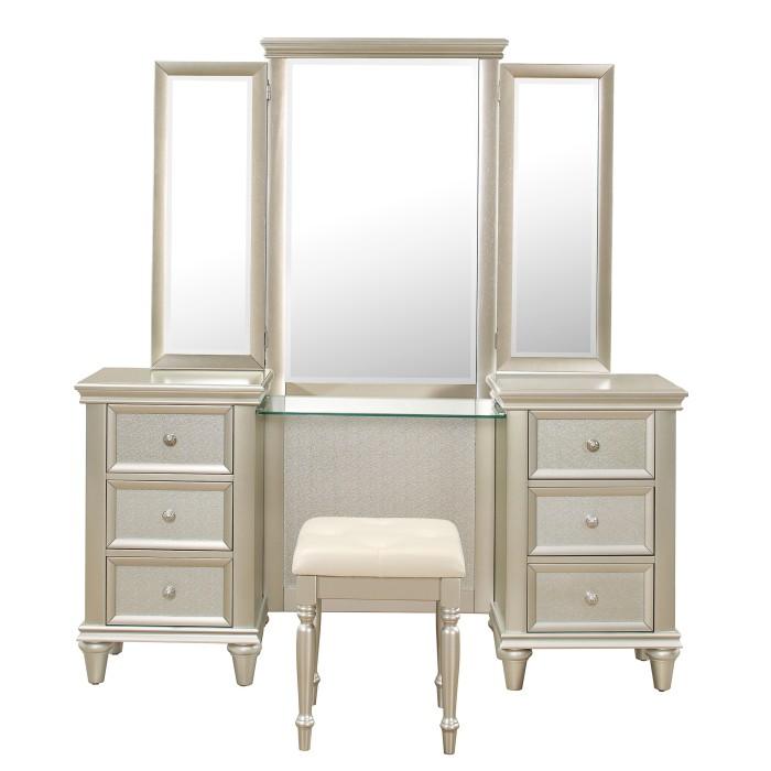 Celandine Vanity Dresser with Mirror in Silver 1928-15 - LasVegasFurnitureOnline.com