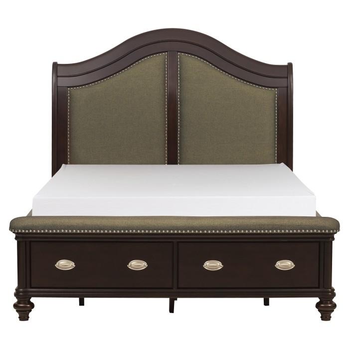 Marston Queen Sleigh Storage Bed in Dark Cherry 2615DC-1 - LasVegasFurnitureOnline.com