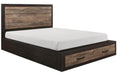 Miter Queen Platform Bed with Footboard Storage in Rustin Mahogany & Dark Ebony 1762-1 - LasVegasFurnitureOnline.com