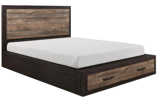 Miter Queen Platform Bed with Footboard Storage in Rustin Mahogany & Dark Ebony 1762-1* - LasVegasFurnitureOnline.com