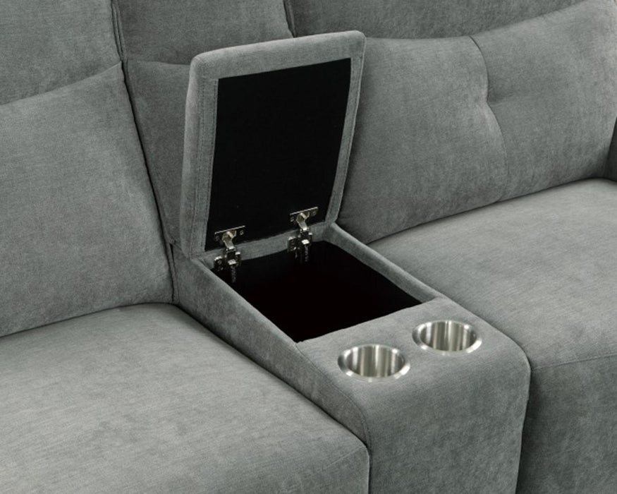 Tesoro Power Double Reclining Loveseat in Dark Gray 9509DG-2CNPWH - LasVegasFurnitureOnline.com
