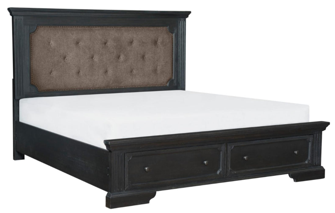 Bolingbrook Queen Upholstered Storage Platform Bed in Coffee 1647-1 - LasVegasFurnitureOnline.com