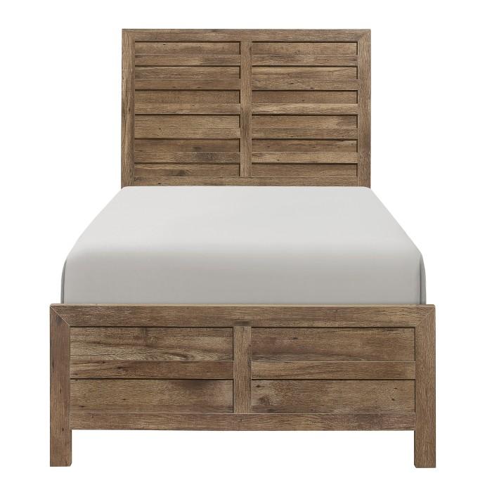 Mandan Twin Panel Bed in Weathered Pine 1910T-1 - LasVegasFurnitureOnline.com