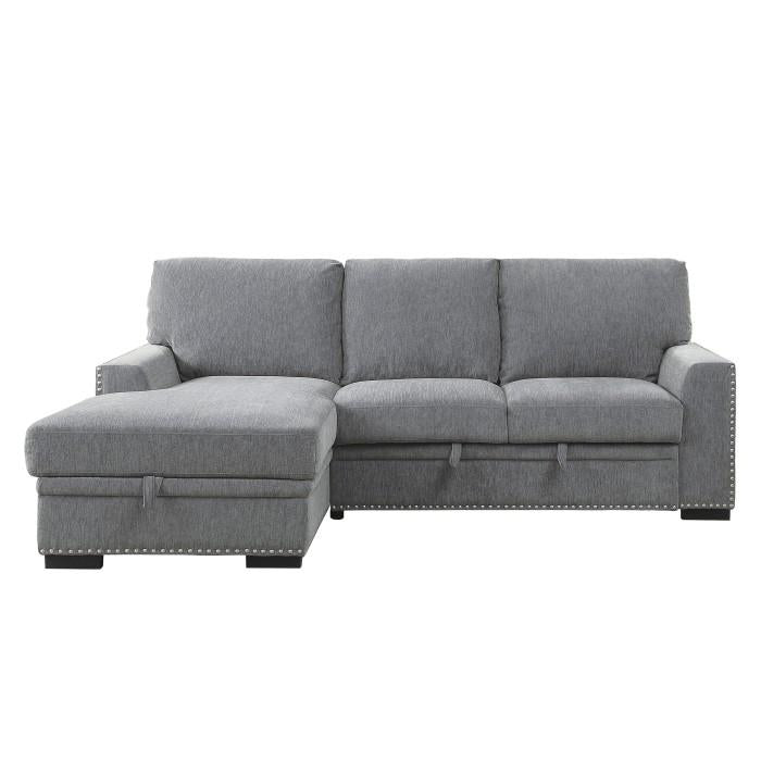 Morelia 2pc Sectional with Pull Out Bed and Left Chaise in Dark Gray 9468DG2LC2R - LasVegasFurnitureOnline.com