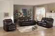 Aram Double Glider Reclining Sofa in Brown 8206BRW-3 - LasVegasFurnitureOnline.com