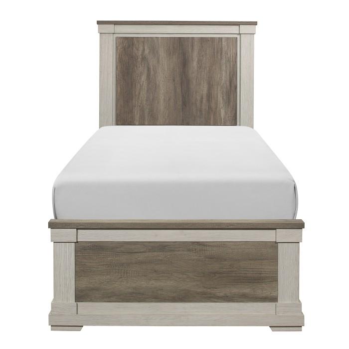 Arcadia Twin Panel Bed in White & Weathered Gray 1677T-1 - LasVegasFurnitureOnline.com