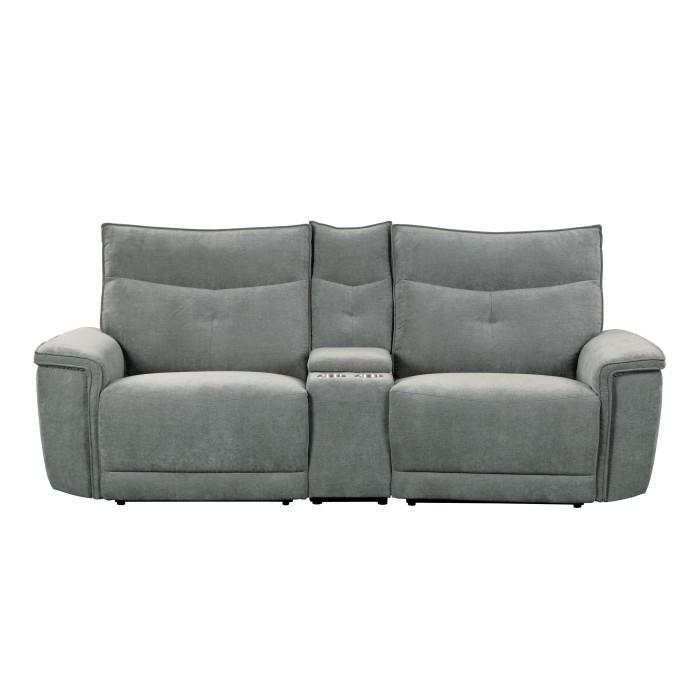 Tesoro Power Double Reclining Loveseat in Dark Gray 9509DG-2CNPWH - LasVegasFurnitureOnline.com