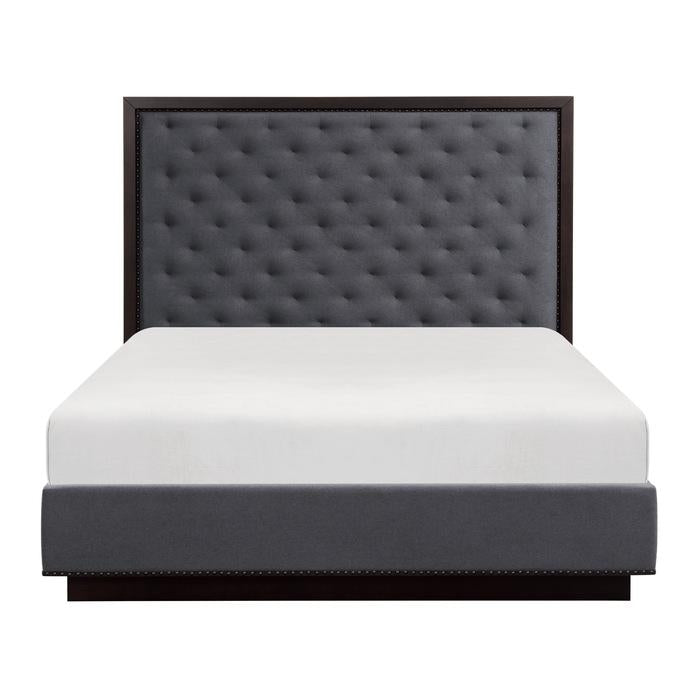 Larchmont Queen Upholstered Platform Bed in Charcoal 5424-1 - LasVegasFurnitureOnline.com