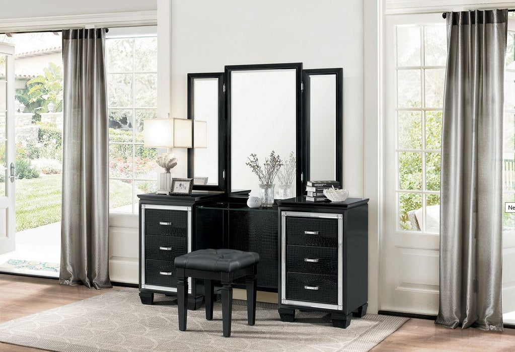 Allura Vanity Dresser with Mirror in Black 1916BK-15* - LasVegasFurnitureOnline.com