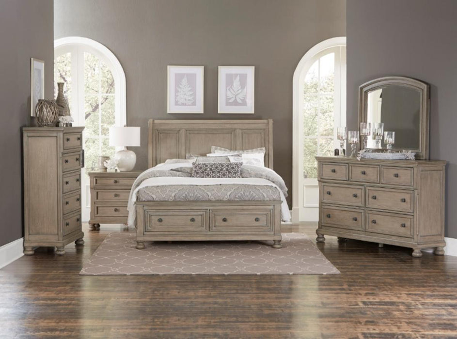 Bethel Queen Sleigh Platform Bed with Footboard Storage in Gray 2259GY-1 - LasVegasFurnitureOnline.com