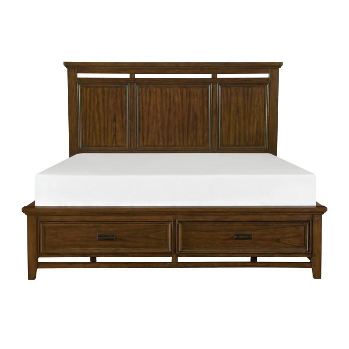 Frazier Queen Upholstered Storage Platform Bed in Dark Cherry 1649-1 - LasVegasFurnitureOnline.com
