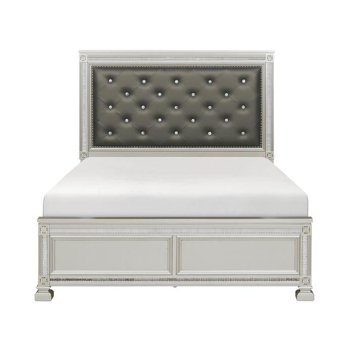 Bevelle Queen Upholstered Panel Bed in Silver 1958-1 - LasVegasFurnitureOnline.com