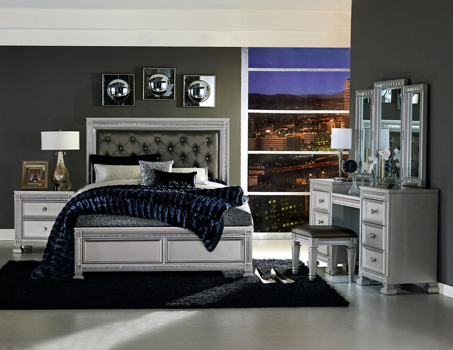 Bevelle Queen Upholstered Panel Bed in Silver 1958-1 - LasVegasFurnitureOnline.com