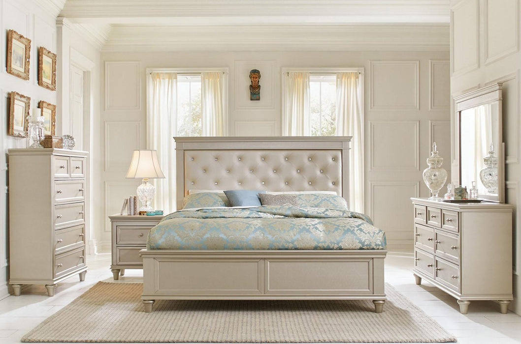 Celandine Queen Panel Bed in Pearl/Silver 1928-1 - LasVegasFurnitureOnline.com