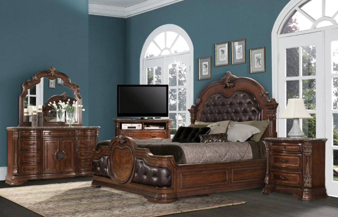 Antoinetta Queen Panel Bed in Warm Cherry 1919-1* - LasVegasFurnitureOnline.com