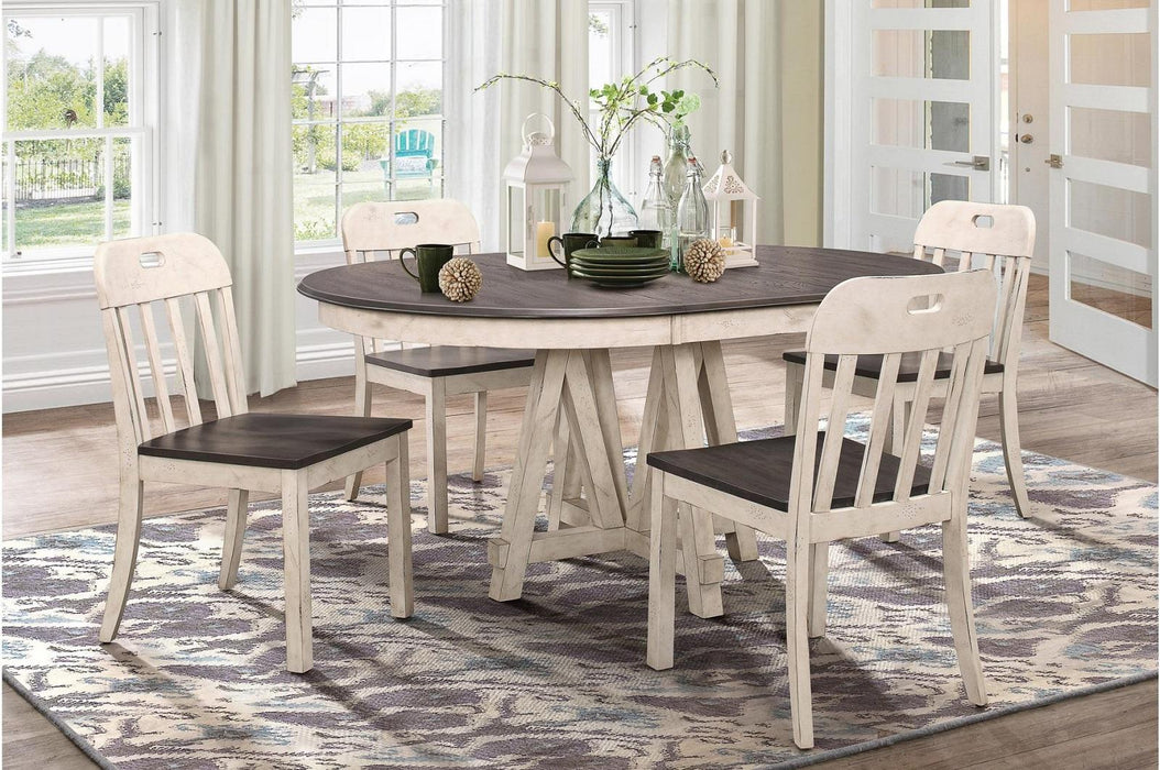 Clover Round Dining Table in White and Gray 5656-66* - LasVegasFurnitureOnline.com