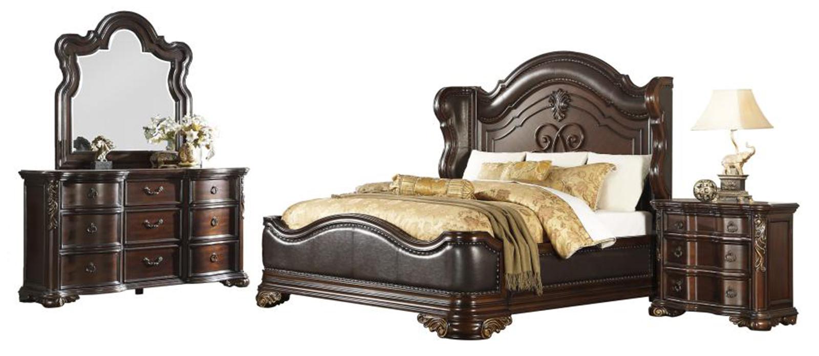 Royal Highlands King Upholstered Panel Bed in Rich Cherry 1603K-1EK - LasVegasFurnitureOnline.com