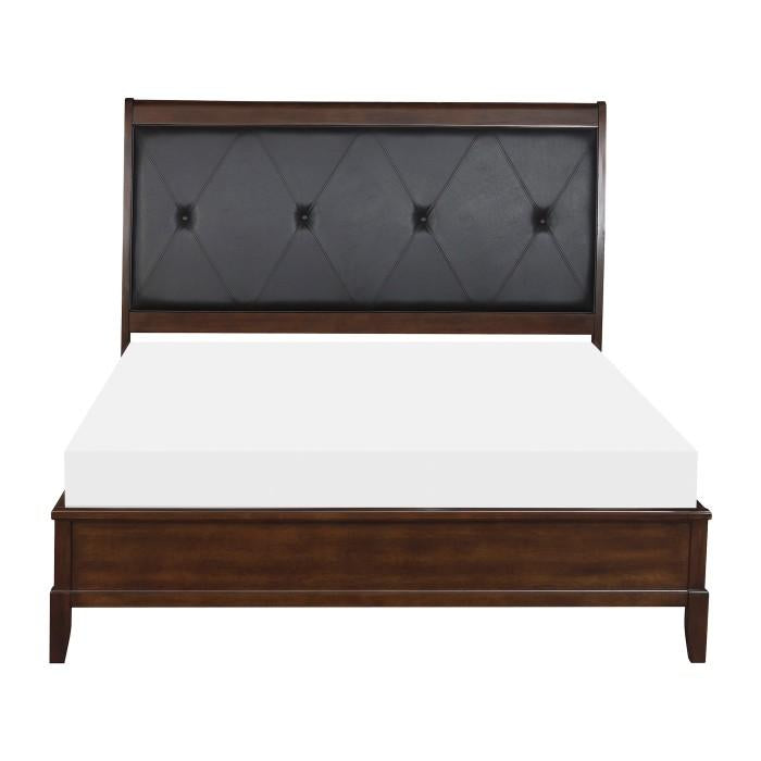 Cotterill Queen Upholstered Sleigh Bed in Cherry 1730-1 - LasVegasFurnitureOnline.com