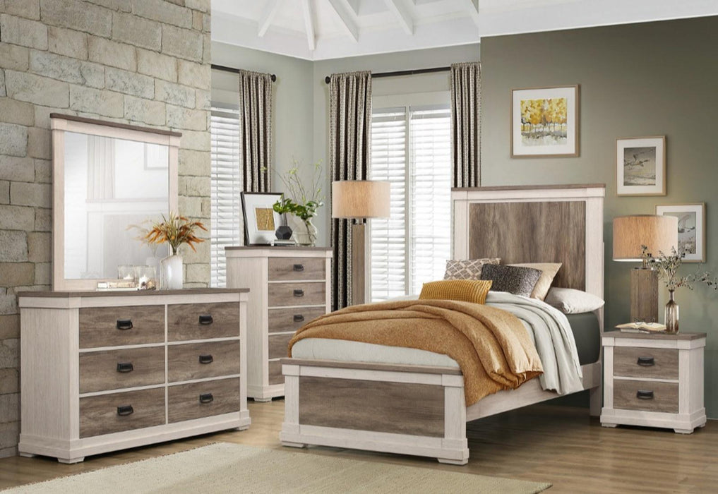 Arcadia Twin Panel Bed in White & Weathered Gray 1677T-1 - LasVegasFurnitureOnline.com