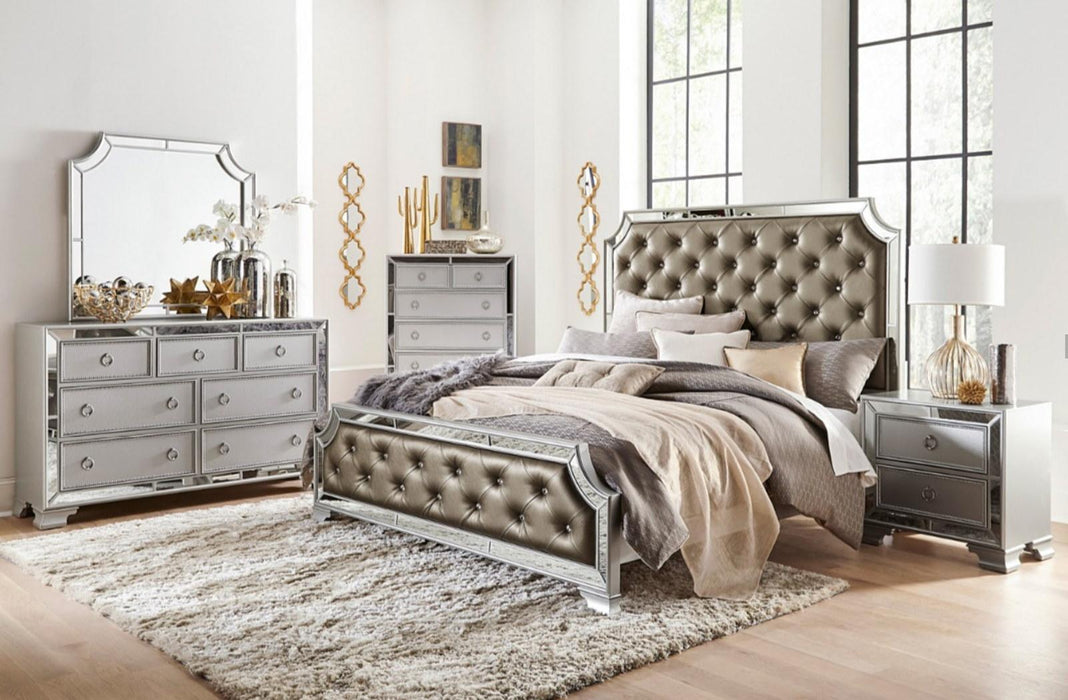 Avondale Queen Upholstered Panel Bed in Silver 1646-1 - LasVegasFurnitureOnline.com