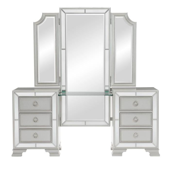 Avondale Vanity Dresser with Mirror in Silver 1646-15 - LasVegasFurnitureOnline.com