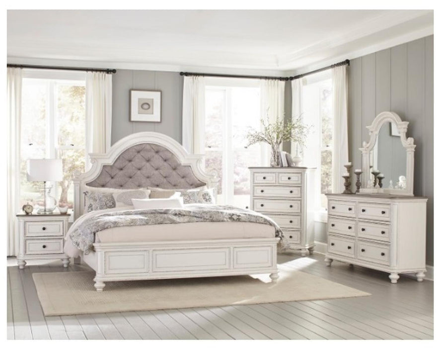 Baylesford Queen Upholstered Panel Bed in Antique White 1624W-1* - LasVegasFurnitureOnline.com