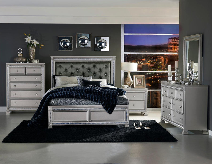 Bevelle Queen Upholstered Panel Bed in Silver 1958-1 - LasVegasFurnitureOnline.com